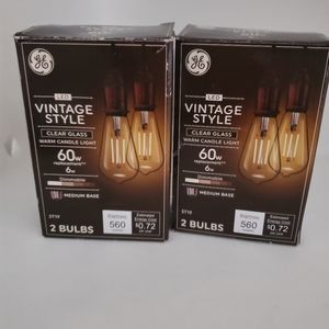 GE Vintage Style LED Light Bulbs ST19 Clear Warm White 60w 560 Lumens qt 4 bulbs